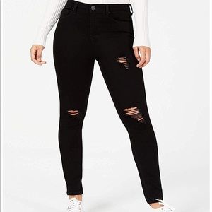 Indigo Rein Ripped Skinny Ankle Faded Jeans